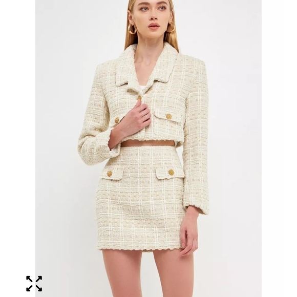 Endless Rose Dresses & Skirts - Endless Rose Cream Tweed Skirt